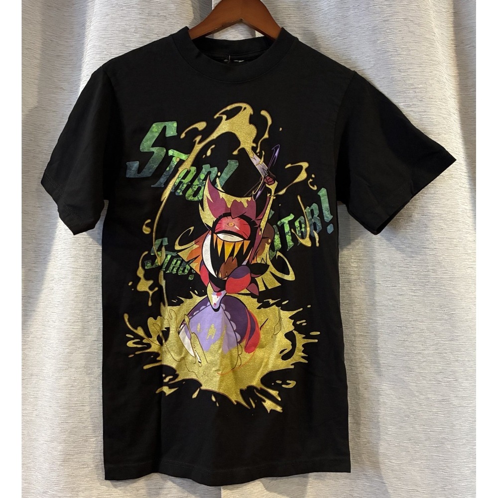 Hazbin Hotel Men Shirt Small Black Graphic‎ Hot Topic Niffy Gold Glitter Tee